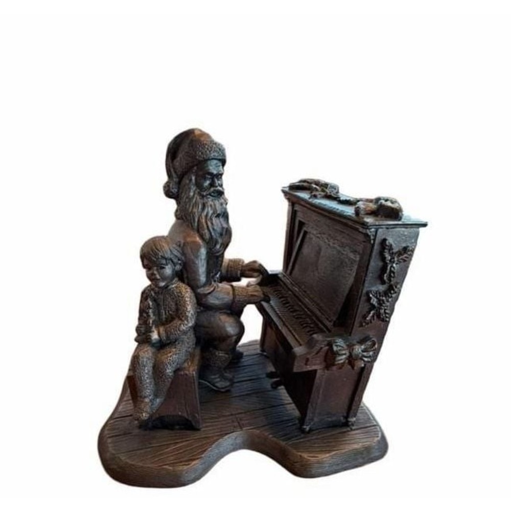 Michael Ricker Pewter Sculpture Santa Piano Cory & Santa Signed 1995